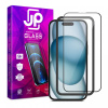 AppleMix JP Tvrdené sklo pre Apple iPhone 15 Plus - Vhodné do puzdra + aplikátor - čierny rám