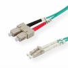 Optický kábel LC-SC, 1m Duplex OM3(50/125µm), 2.8mm, tyrkyso