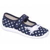 ZETPOL Balerínky, papuče pre dievčatá Julia, tmavomodré s bodkami, veľkosť 33