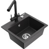 Mexen Milo granitový drez s 1 komorou a kuchynskou batériou Duero, čierny bodkovaný - 6505-76-671600-70