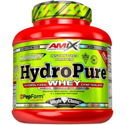 Amix Nutrition Amix HydroPure Hydrolyzed Whey CFM Protein 1600 g - jahoda jogurt + Černý Fitness Bag ZADARMO
