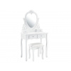 Toaletní stolek Julia 28124, kosmetický stolek se zrcátkem srdce, taburetem a 4 zásuvkami, 74 x 40 x 138 cm