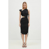 Šaty Marine Serre Draped Jersey Draped Dress čierna farba, mini, priliehavá, WDR303A.RJER0018