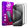 AppleMix JP Tvrdené sklo pre Apple iPhone 15 Pro - Vhodné do puzdra + aplikátor - čierny rám