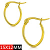 Náušnice z chirurgickej ocele pozlátene, kruhy 15 x 12 mm priemer