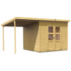drevený domček KARIBU MERSEBURG 6 + prístavok 166 cm (73067) natur LG1752