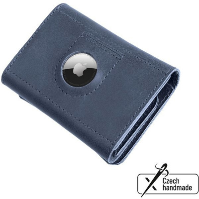 FIXED Tripple Wallet for AirTag z pravej hovädzej kože modrá