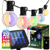 Solárna záhradná girlanda 20x LED dekoratívne žiarovky G50 10,6 m 3000K RGB + diaľkové ovládanie EREMI LUMILED