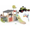 Set hracie centrum a traktor na šliapanie Multisport Fun Center Life Smoby so 150 cm šmykľavkou s basketbalovým košom a kruhy na hádzanie
