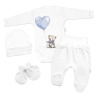 Baby Nellys Súprava do pôrodnice pre bábätko 4D Teddy Love - biela/modrá Baby Nellys Veľ. 50