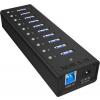 Icy Box 10 x Port USB 3.0 Hub with USB charge port, Black