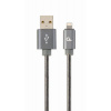 Gembird Premium spiral metal 8-pin charging and data cable, 1m, metallic-grey CC-USB2S-AMLM-1M-BG