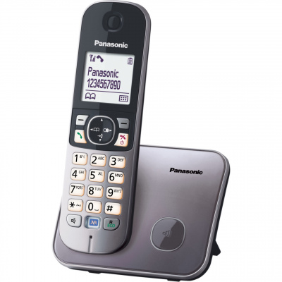 Panasonic KX-TG6811 digitálny telefón (redukcia šumu, záložná batéria, telefónny zoznam, filtrovanie hovorov), čierna a sivá