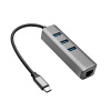 Hub Akyga AK-AD-66 USB type C - USB 3.0 3-port + Ethernet