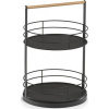 Zeller Servírovací podnos, 2patrový, kov/dřevo, černý, výška: 43 cm