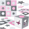 FunPlay FP-6054-1 Penové puzzle 60x60x1cm 9 ks sivo-ružová