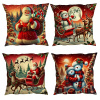 Warmu Sada vianočných obliečok – Santa, soby a snehuliaci v červenom štýle 40x40 cm (4 ks)
