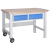 RUDETA s.r.o. Dielenský pojazdný stôl profi 1500 mm, 2x 1 zásuvka, 2 kolesá