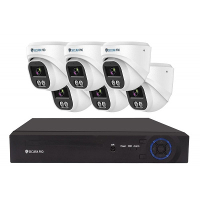 Securia Pro IP kamerový systém NVR6CHV5S-W DOME smart, biely Nahrávanie: 8TB disk