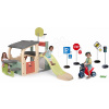 Set hracie centrum a športové odrážadlo Multisport Fun Center Life Smoby so 150 cm šmykľavkou s elektronický semafor s dopravnými značkami