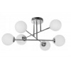 Záhradná závesná lampa - LED stropné závesné svietidlo 6xE27, chróm, biele loftové gule (Stropná LED visná lampa 6xE27 Chrome Biele podkrovie gule)