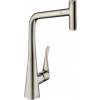 Hansgrohe Metris Select M71 - Kuchynská páková batéria 320, vyťahovateľný výtok, 1jet, sBox, nerez 73803800