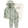 CARTERS CARTER'S Set 3dielny mikina, tepláky, body kr. rukáv Green Airplane chlapec MFL 9m/ veľ. 74