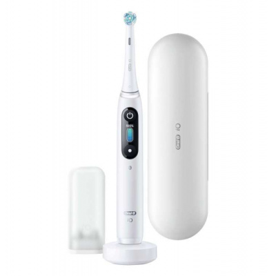 Oral-B iO Series 8 White Alabaster elektrický zubní kartáček, magnetický, 6 režimů, časovač, tlakový senzor, pouzdro (4210201363064)