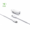 Nabíjačka do auta FIXED s výstupom USB-C a káblom USB-C/USB-C, podpora PD, 1 meter, 18 W, biela