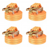 vidaXL Upínacie popruhy s račňou 4 ks, 1 tona, 6mx38mm, oranžové