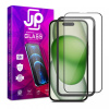AppleMix JP Tvrdené sklo pre Apple iPhone 15 - Vhodné do puzdra + aplikátor - čierny rám