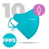 Nanolab 10 x Český bezpečný nano respirátor FFP3 dámsky modrý Možnosť: uni