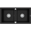 Dvojkomorový granitový drez MEXEN MARIO čierny/strieborný