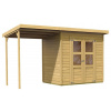 drevený domček KARIBU MERSEBURG 3 + prístavok 166 cm (68763) natur LG1750