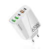 Techsuit – prémiová sieťová nabíjačka PentaXPower, 3× USB QC 3.0, 2× Type-C PD (20 W, 65 W), GaN, Quick Charge – biela KF2348535