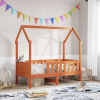vidaXL Rám detskej postele domček voskovohnedý 70x140 cm mas. borovica - Hnedá - 203281-136957