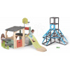 Set hracie centrum a 4 poschodová preliezačka Giant Multisport Fun Center Life Smoby so 150 cm šmykľavkou s basketbalovým košom a piknik stolíkom