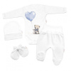 Baby Nellys Súprava do pôrodnice pre bábätko 4D Teddy Love - biela/modrá Baby Nellys Veľ. 62