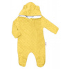 Baby Nellys Kombinézka /overal Minky s kapucňou a uškami -žltá, vel. 68 80 (9-12m)