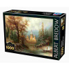 D-Toys - Puzzle Bredow: Romantická zimná krajina s korčuliarmi pri hrade - 1000 dielov