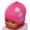 Háčkovaná čiapočka Kvetinky Baby Nellys ® - tm. ružová Baby Nellys 8596309047683
