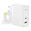 Nabíjačka Baseus GaN5 Pro USB-C + USB, 100 W + 1 m kábel (biela) 6932172608965