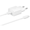 Samsung cestovní nabíječka EP-T1510EWE + kabel USB-C, 15W, bílá (OOB bulk) 57983112611
