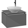 VILLEROY & BOCH Legato závesná skrinka pod umývadlo na dosku (umývadlo v strede), 1 zásuvka, 600 x 500 x 380 mm, Glossy Grey, B56700FP