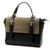 Dámska kožená crossbody kabelka čierna s klopou taupe Luka 26-056