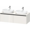 DURAVIT Ketho 2 závesná skrinka pod dve umývadlá na dosku, 2 zásuvky, 1400 x 550 x 459 mm, biela vysoký lesk, K24888B22220000