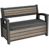KETER DECO GARDEN BENCH 227 L Ashwood (261850) - plastová záhradná lavička s úložným priestorom
