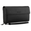 Čierna pánska príručná crossbody taška na dokumenty z ekologickej kože – Rovicky