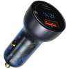 Baseus Particular Digital Display Duálny adaptér do auta USB-A QC + USB-C 65W, okrová