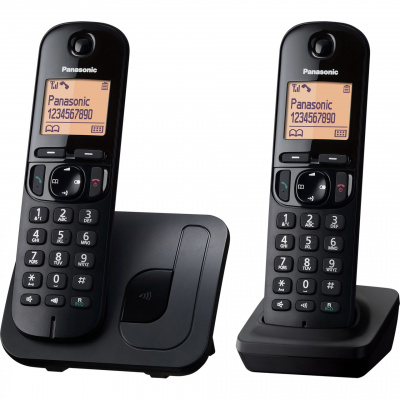 Panasonic KX-TGC212 digitálny bezdrôtový telefón s 2 slúchadlami (režim ECO, nechcený výmenný hovor, telefónny zoznam s 50 vstupmi), čierny